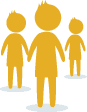 icon graphic of three kids