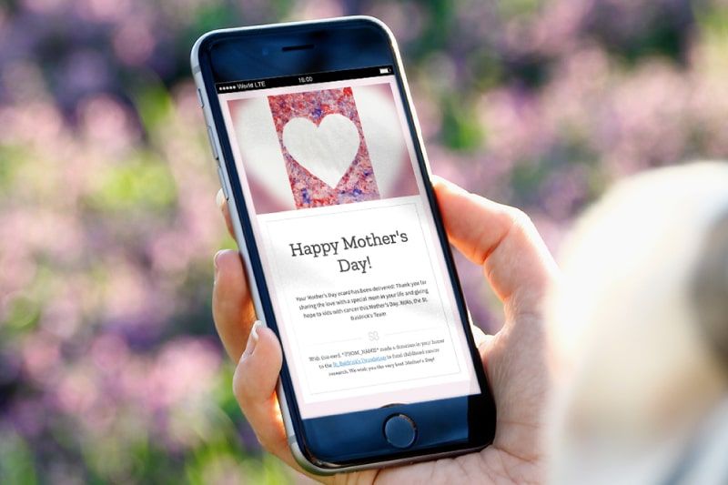 Mockup photo of mothers day ecard on mobile phone