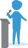 icon graphic of a speaker at a podium
