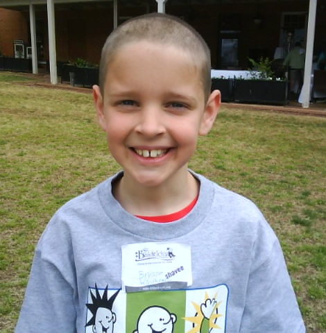 Bryson after shaving head for cancer