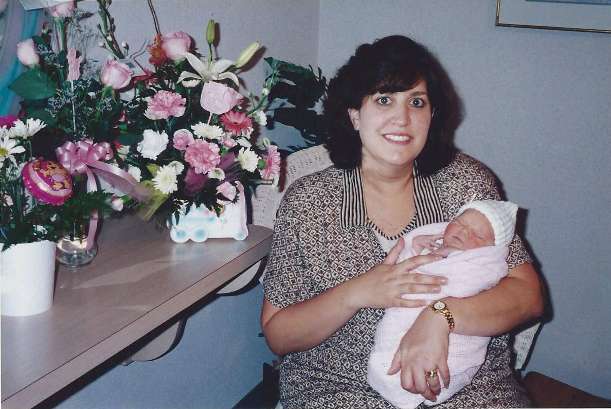 Newborn Lauren and her mom