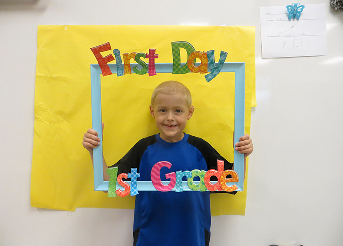 Holden on the first day of first grade