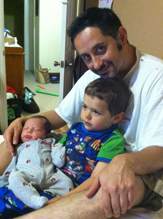 Joe, Jakub and Jonah, soon after he was born