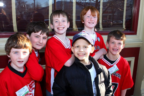 Aiden and his friends at the Floral Park, New York, St. Baldrick's head-shaving event