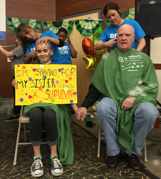 Ivy and her grandfather shave together.