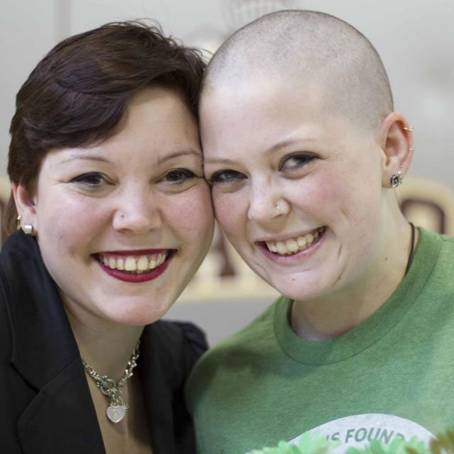 Katherine with her little sister Lindsay, who shaved for St. Baldrick's last year.