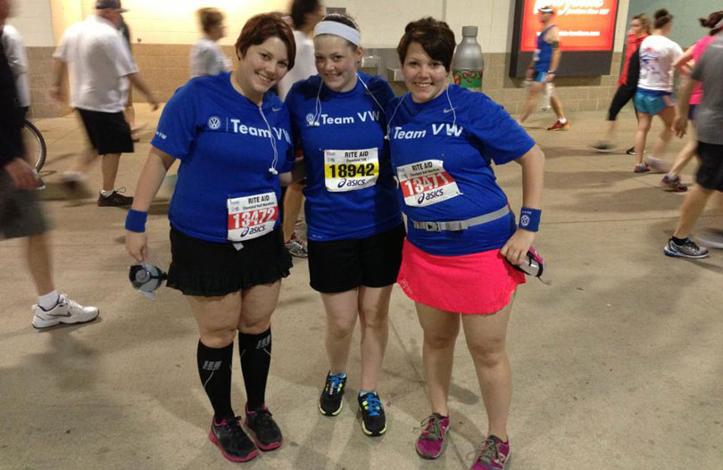 Katherine, Carolyn and Lindsay often did charity runs together, until the twins were diagnosed with a heart condition.