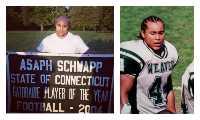 Asaph Schwapp playing football in high school