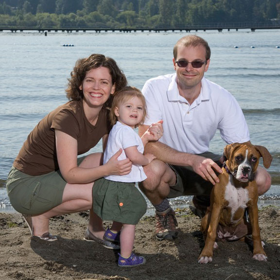 Dr. Rudzinski with her family at Juanita Beach in Kirkland, Washington.