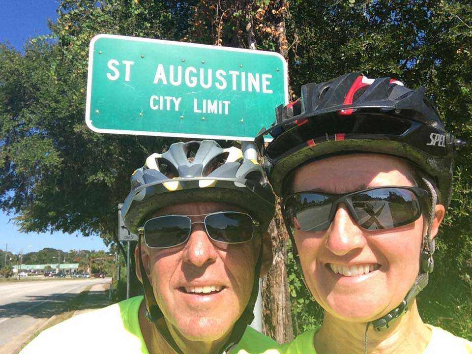 Kim and Jon in front of the St. Augustine sign