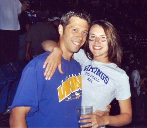Ted Sibley with his wife, Erin, at a Minnesota Vikings game