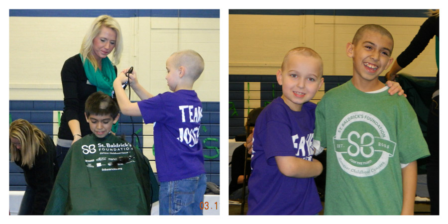 Joseph and his brother Javier at a St. Baldrick's head-shaving event in 2014