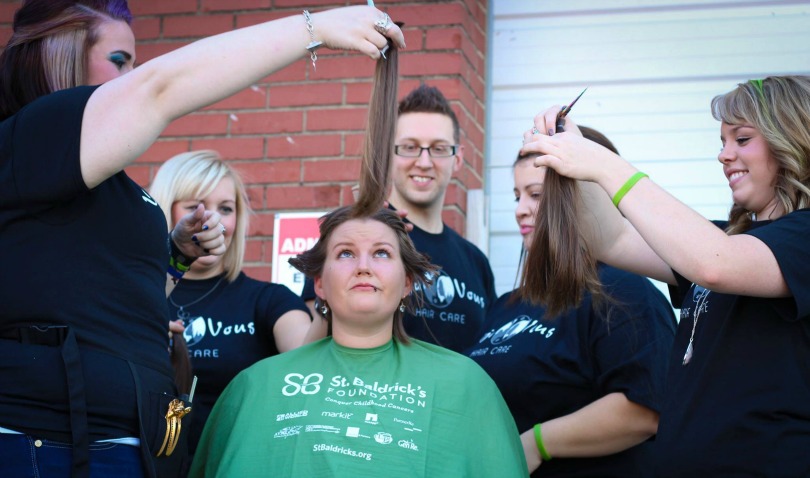 Ashlee's long hair gets clipped before her shave