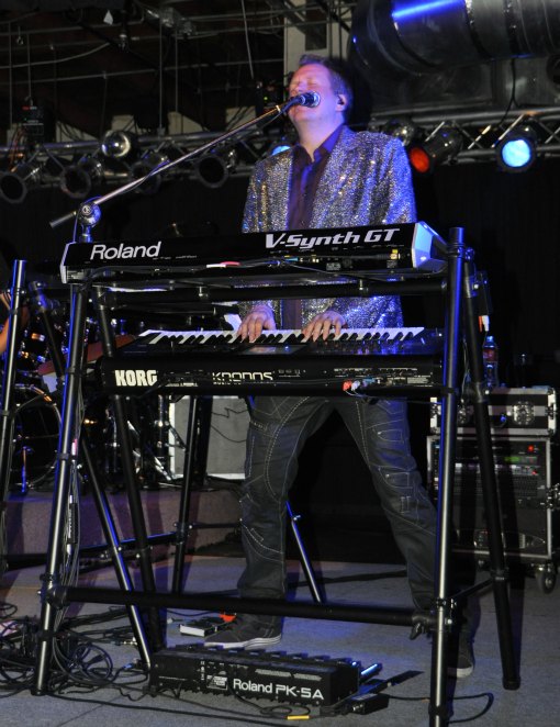 The piano player for the 80s cover band, the 6 Million Dollar Man Band, grooves