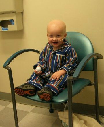 Jackson plays in the hospital during treatment for childhood cancer