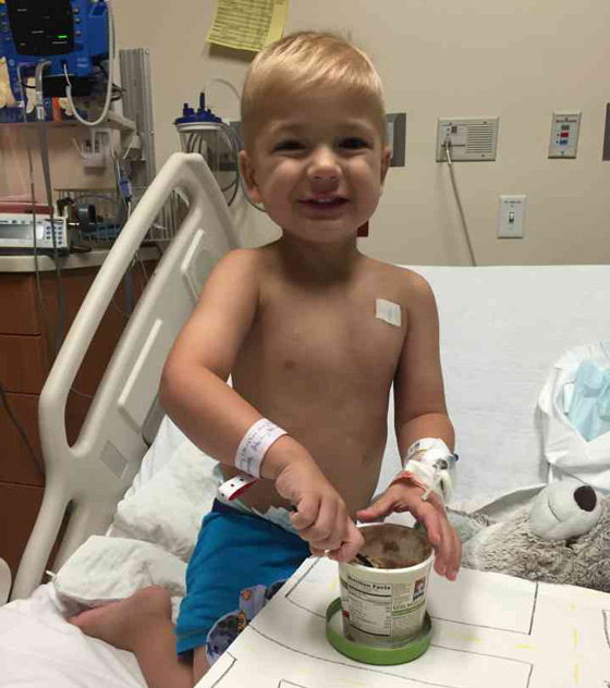 Rex enjoys an ice cream at the hospital