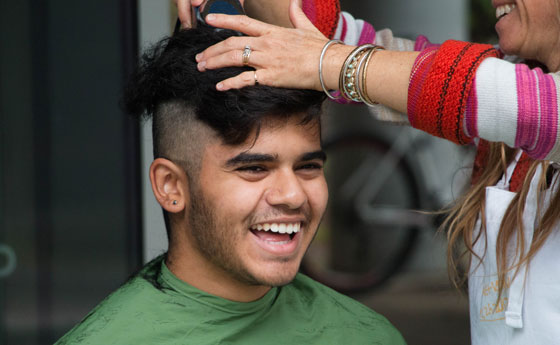 Smiling Shavee at the UC Santa Cruz Battle of the Bald event