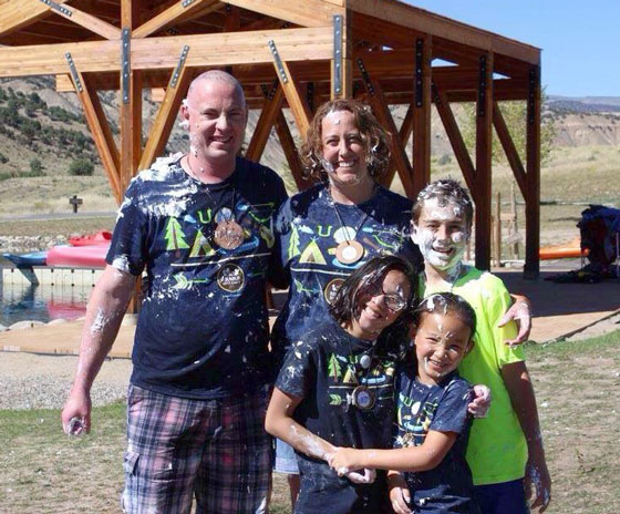 Carter family covered in paint