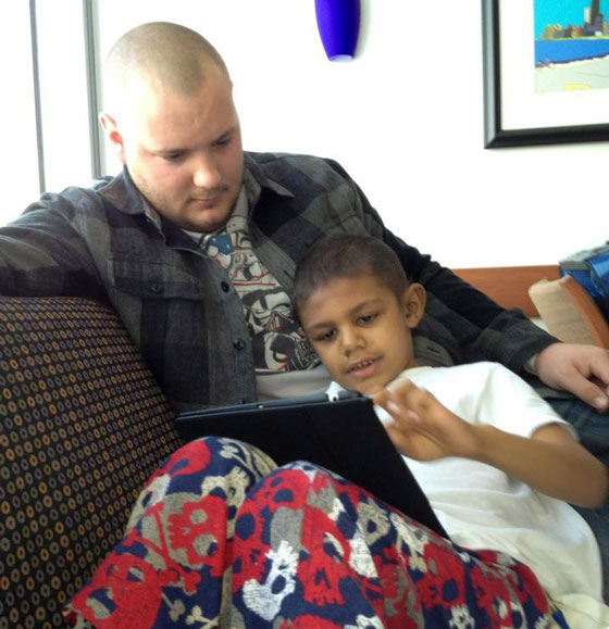 Isaac and his dad at the hospital