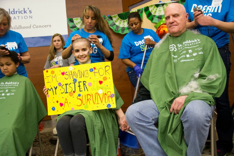 Ivy and her grandfather shave together.