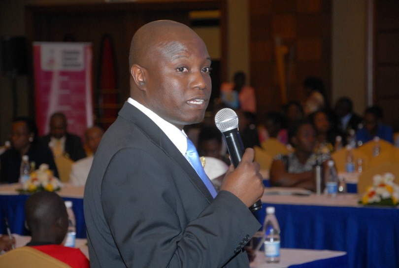 Dr. Joseph Lubega speaks at the launch of the Uganda fellowship program