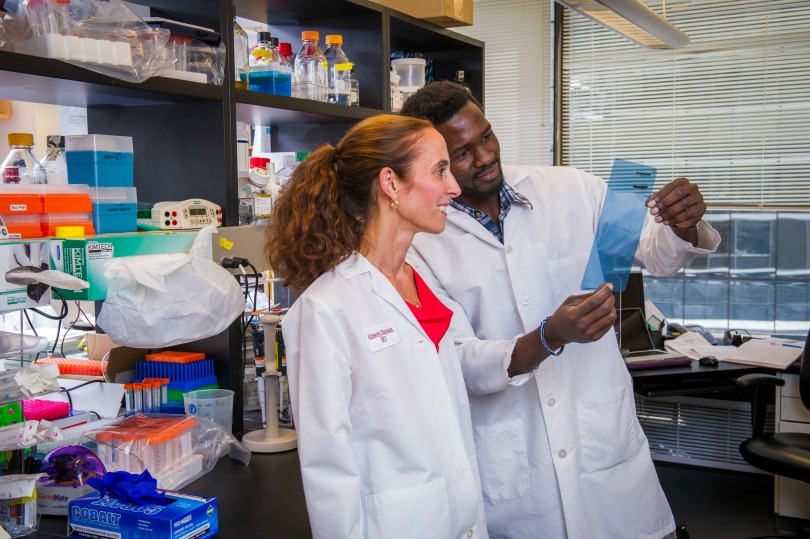 Dr. Kim Stegmaier with her colleague Samuel Kitara