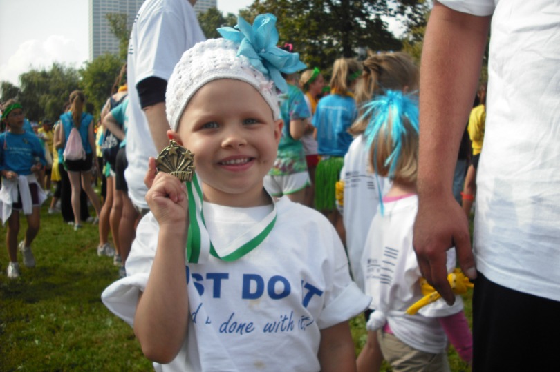 Sara with a medal