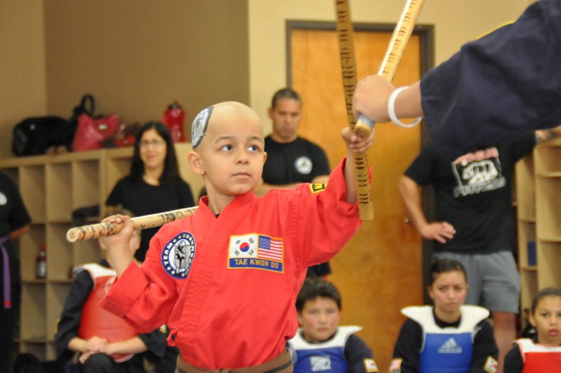 Zein practices taekwondo