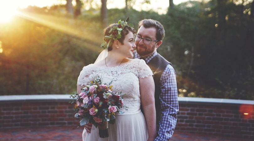 Sarah and Patrick on their wedding day