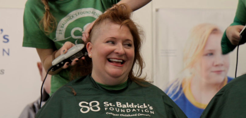Kathleen smiles during her shave