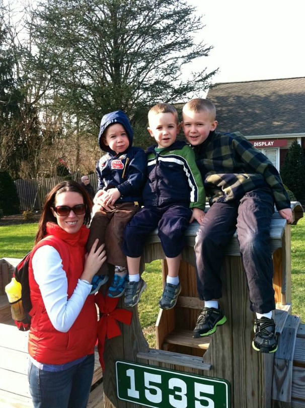 The family plays outside