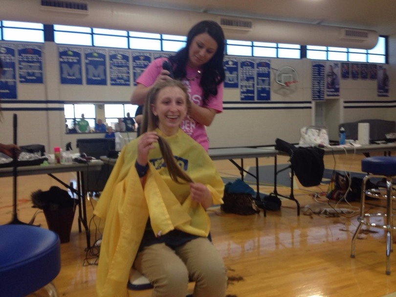 Alyssa shaves with St. Baldrick's