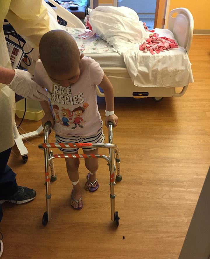 Ava uses a walker