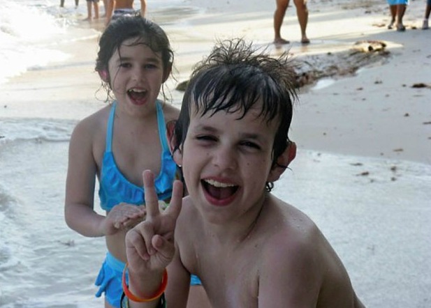 David with his sister Daisy at the beach