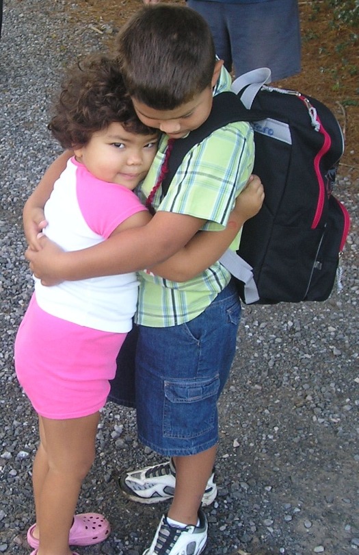 Geordan and Rayanna share a hug