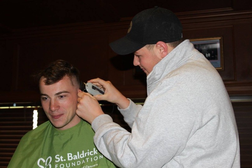 Joey shaves his head for kids' cancer research