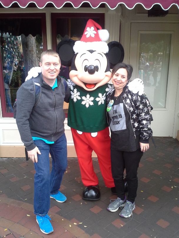 Brittany, Patrick and Mickey Mouse at Disneyland