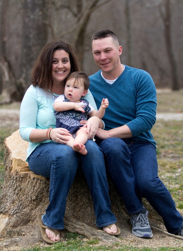 Rebecca Morrow with her daughter and husband