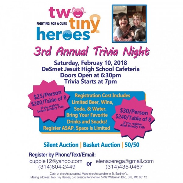 Two Tiny Heroes Trivia Night Fundraiser Logo