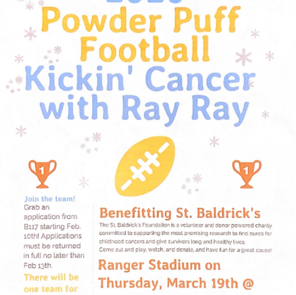 Powder Puff Football Kicking Cancer with Ray Ray Fundraiser Logo