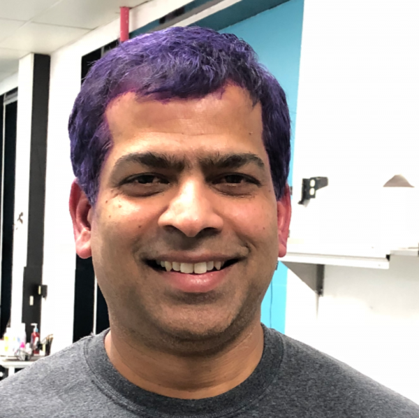 Pawan Divakarla-Dyeing his hair purple After